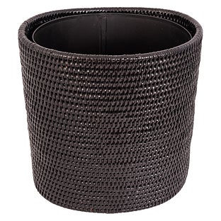Artifacts Trading Company Artifacts Rattan Oval Waste Basket with Metal Liner - White wash